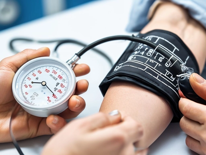 صورة توضح طبيب يقيس ضغط دم المريض<br>