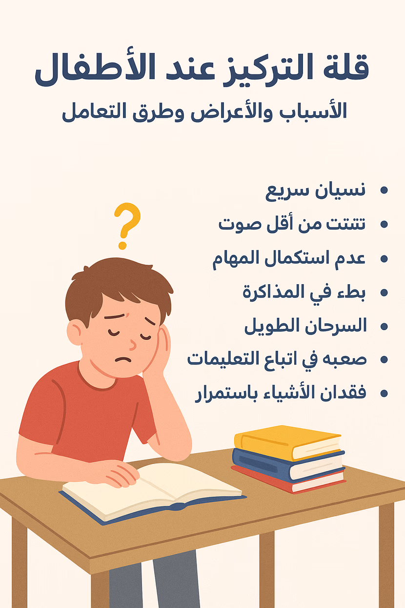 قلة التركيز عند الأطفال